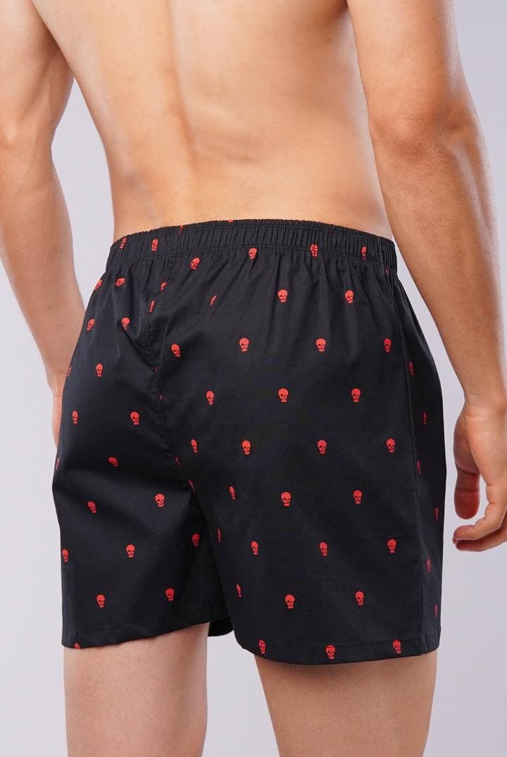 Woven Boxer Shorts - Red Skull - Mendeez