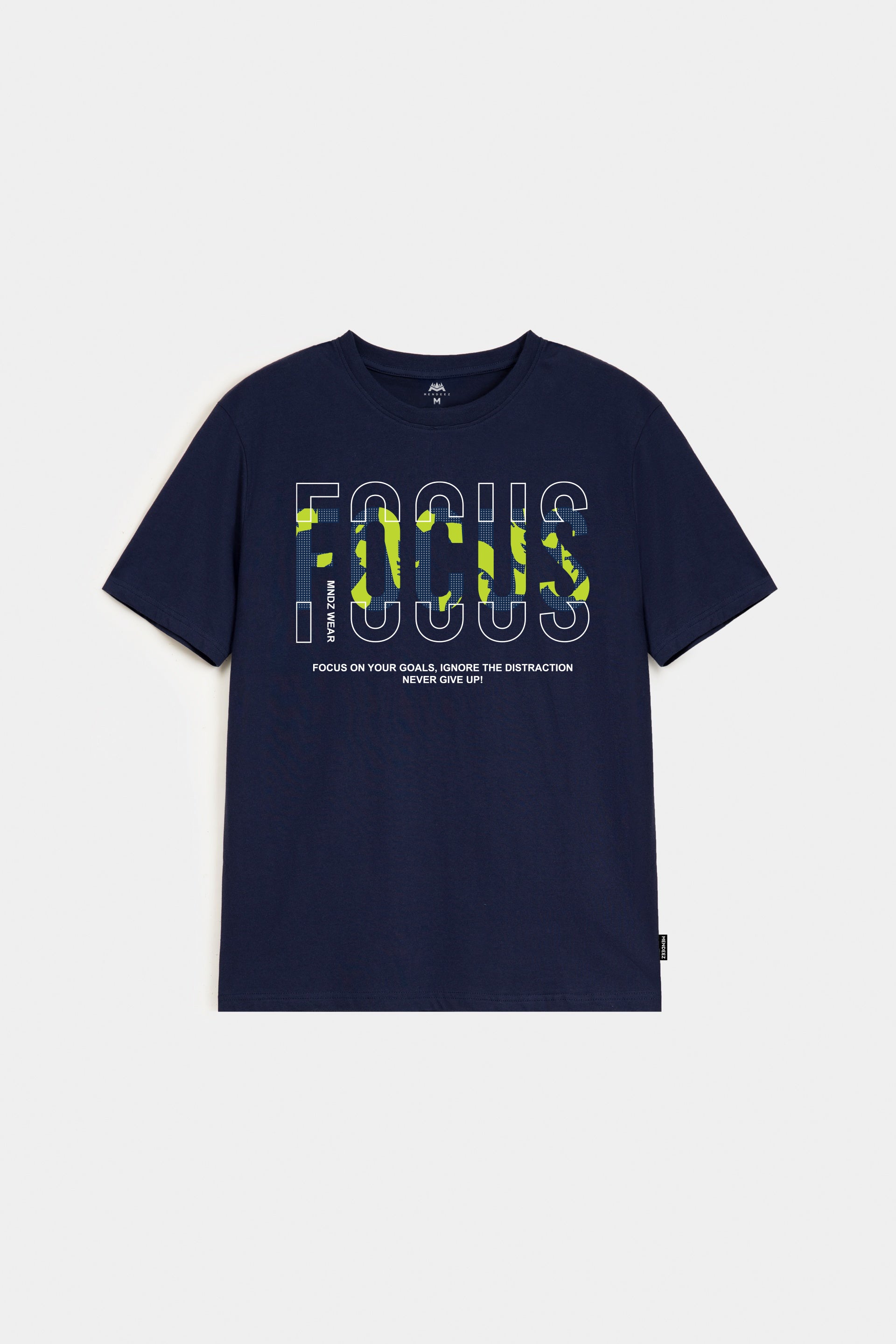 Printed Graphic Tee - Navy Blue - Mendeez