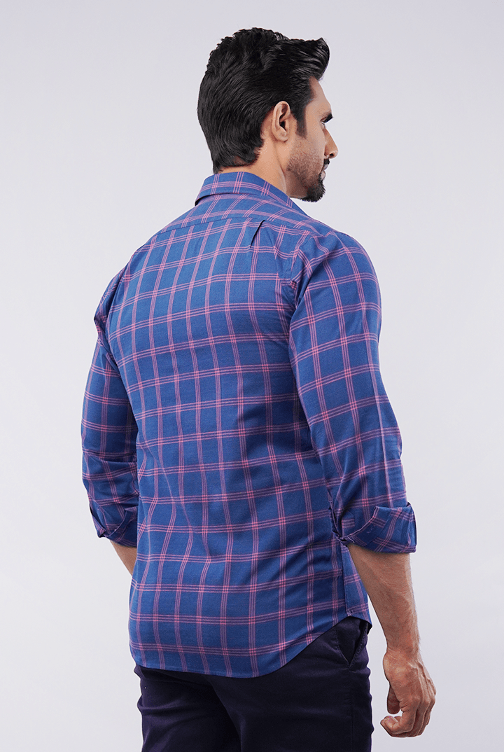 Checkered Button Down Shirt - Blue & Pink - Mendeez PK