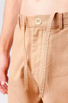 Straight Fit Jacquard Pants - Beige - Mendeez