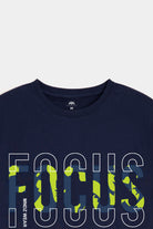 Printed Graphic Tee - Navy Blue - Mendeez