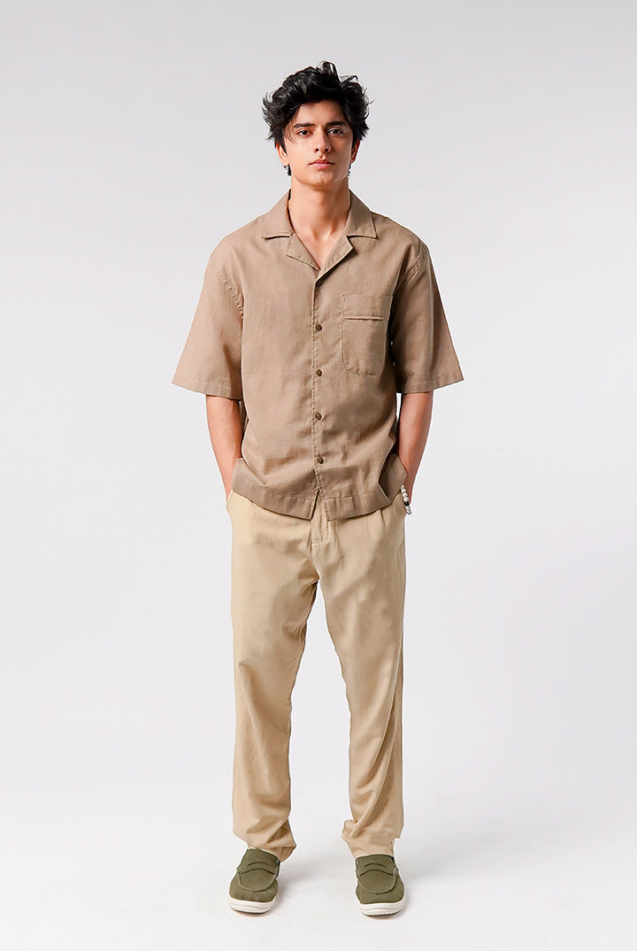 Box Fit Cuban Shirt - Brown - Mendeez