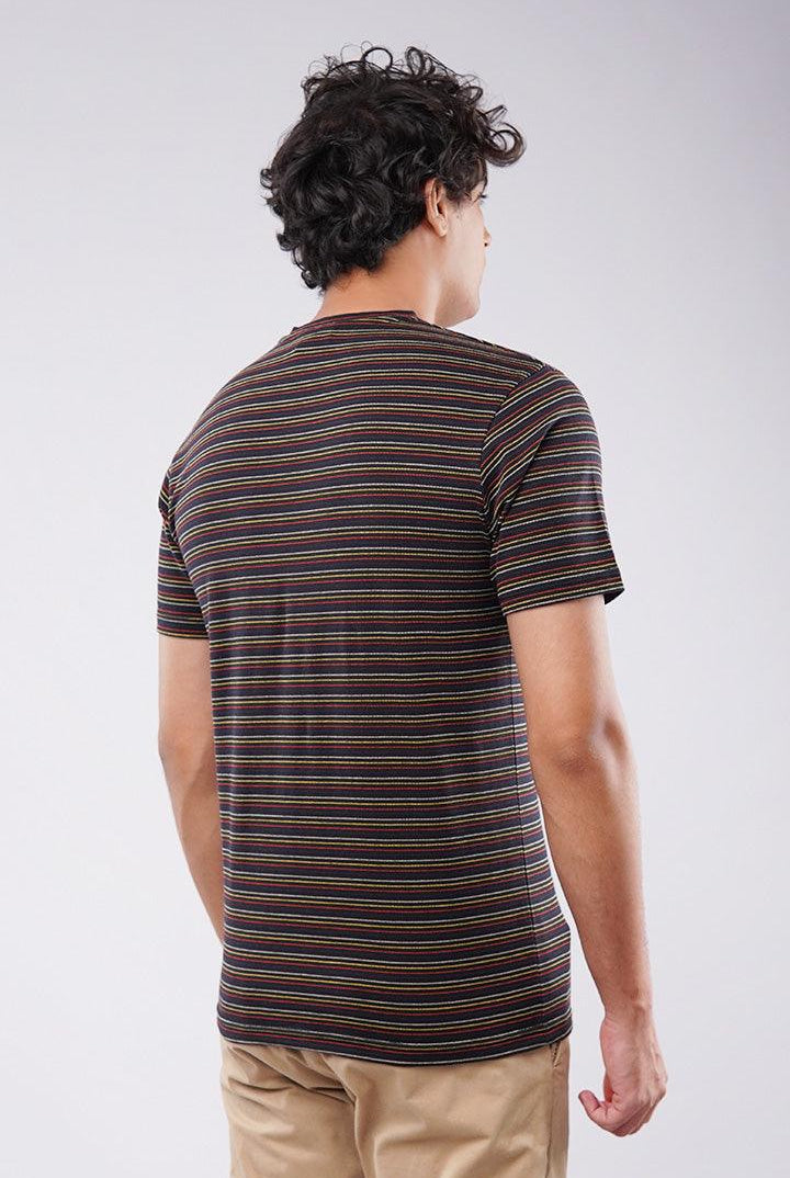 Striped Pocket T-Shirt - Black - Mendeez