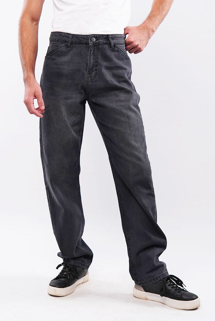 Straight Fit Denim - Faded Black - Mendeez