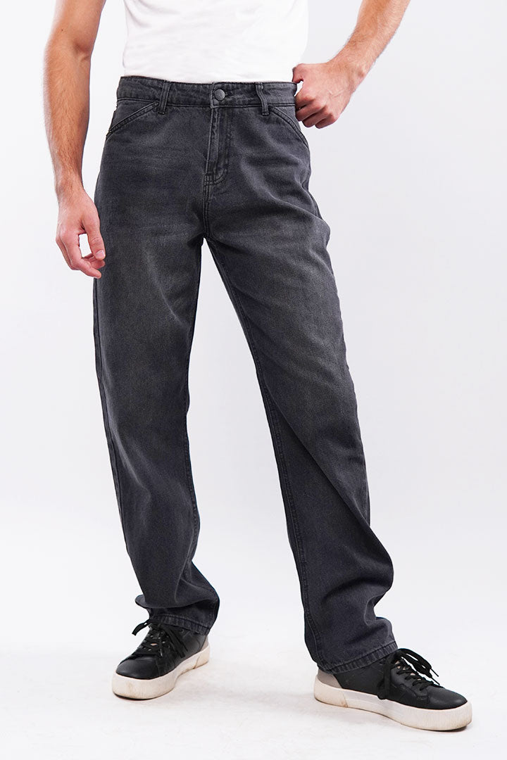 Straight Fit Denim - Faded Black - Mendeez