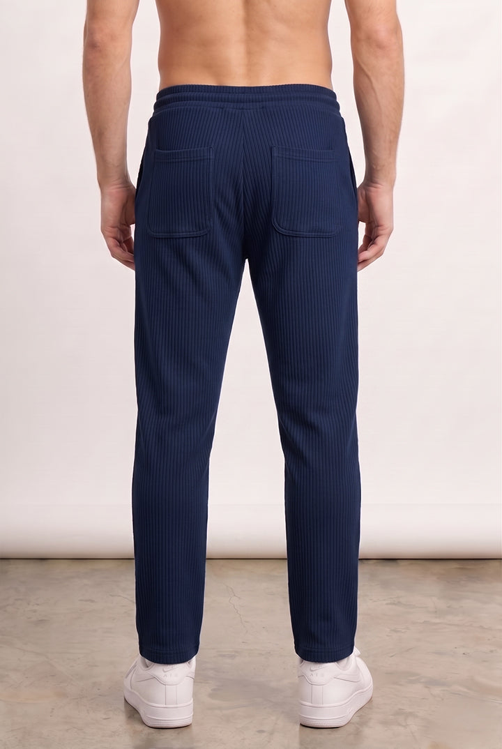 Split Hem Trousers - Navy Blue-2-MENDEEZ