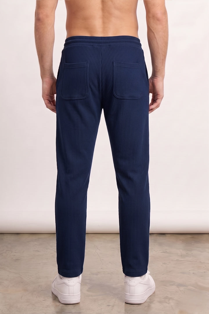 Split Hem Trousers - Navy Blue-2-MENDEEZ