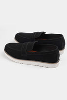 Slip On Suede Loafers - Black - Mendeez