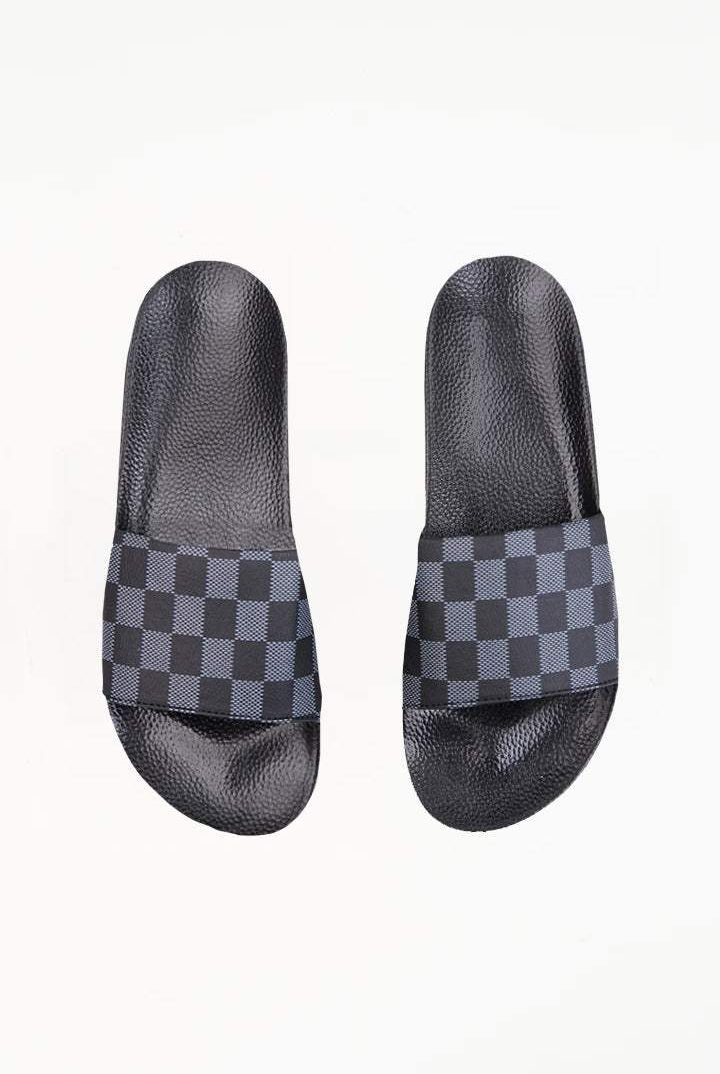 Check Slides - Grey & Black - Mendeez