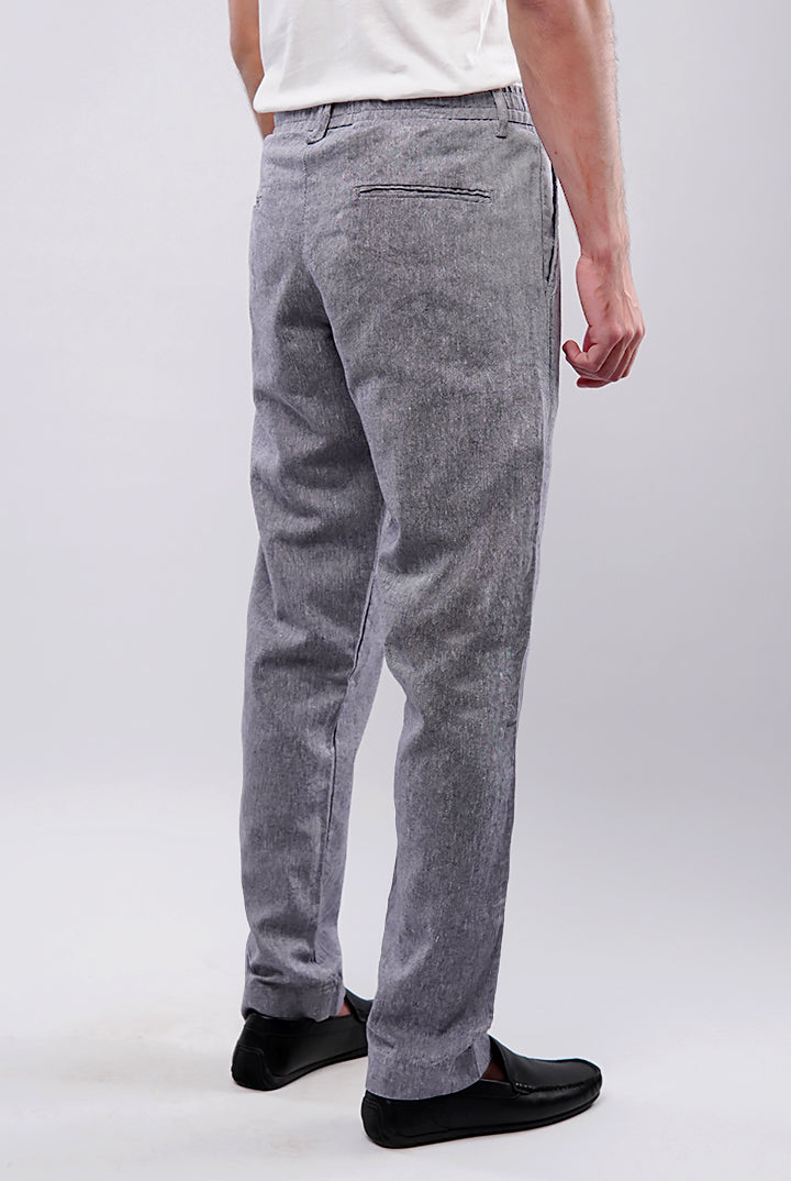 Textured Linen Pants - Grey - Mendeez