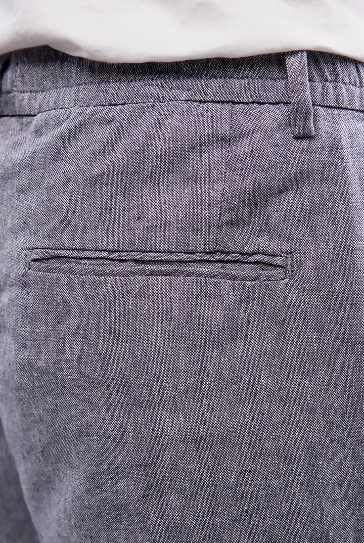 Textured Linen Pants - Grey - Mendeez