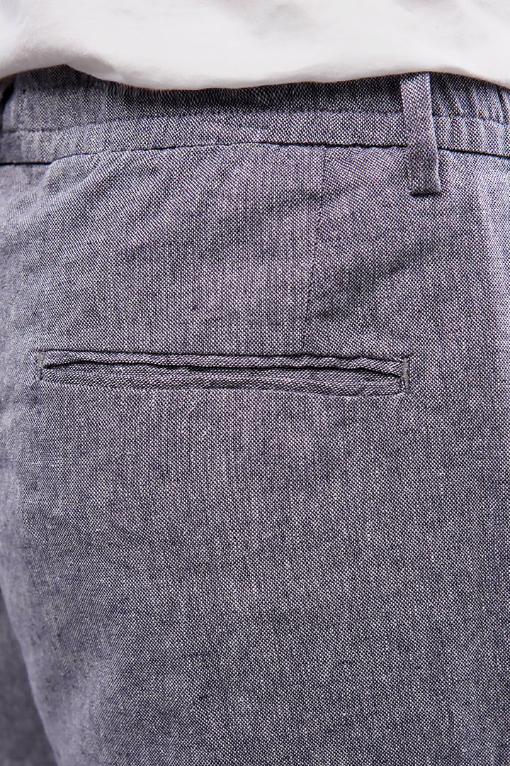 Textured Linen Pants - Grey - Mendeez