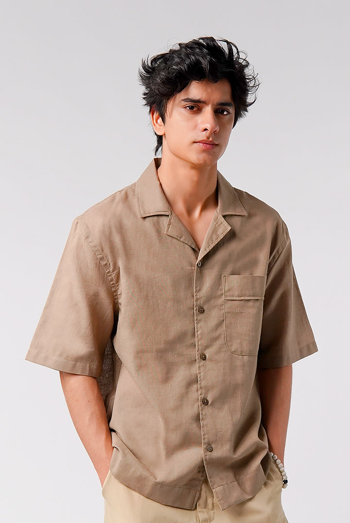 Box Fit Cuban Shirt - Brown - Mendeez
