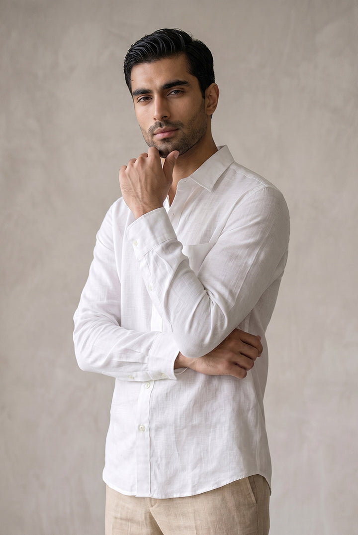 Linen Shirt - White - Mendeez