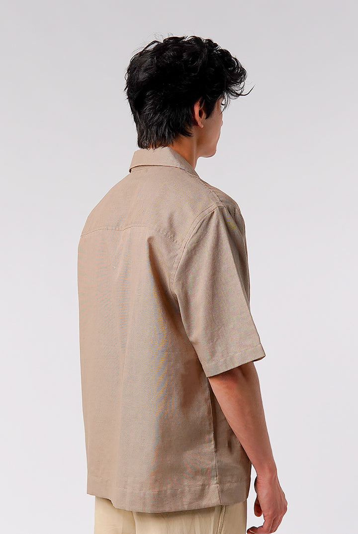 Box Fit Cuban Shirt - Brown - Mendeez