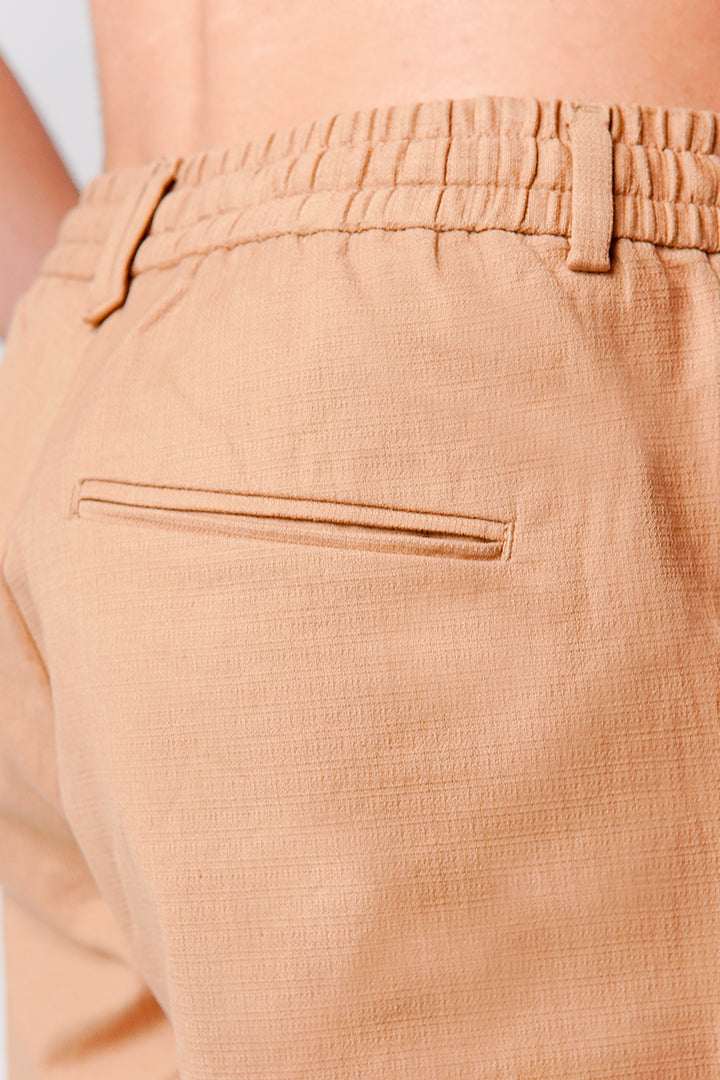 Straight Fit Jacquard Pants - Beige - Mendeez