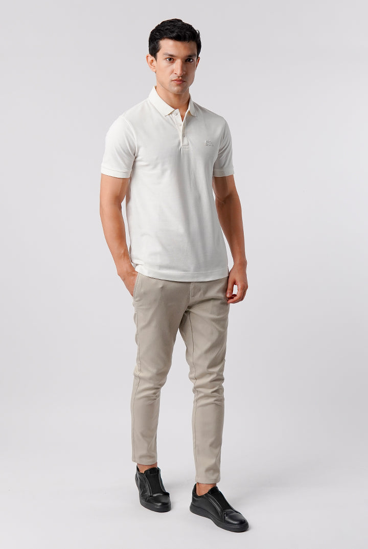 Regular Fit Polo Shirt - Off White - Mendeez