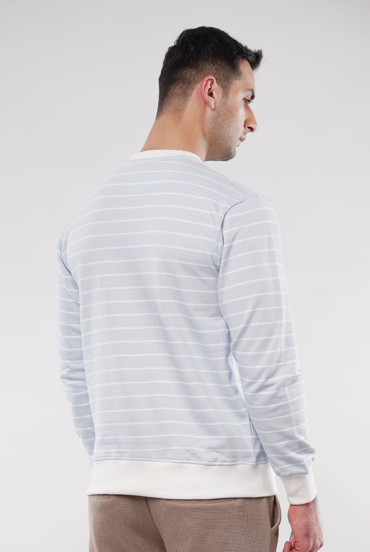Striped Terry Sweatshirt - Sky Blue - Mendeez