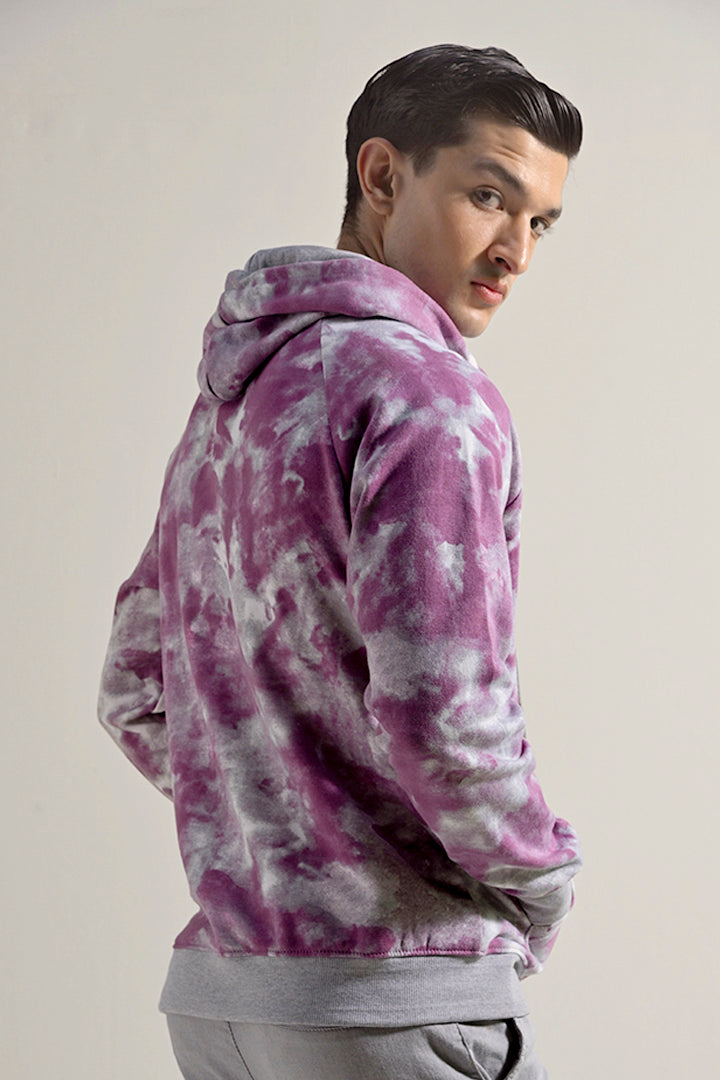 Tie & Dye Half Zipper Hoodie - Dusty Pink - Mendeez
