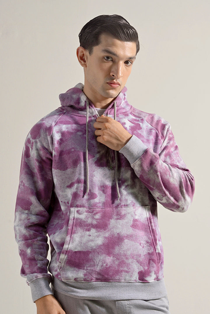 Tie & Dye Half Zipper Hoodie - Dusty Pink - Mendeez