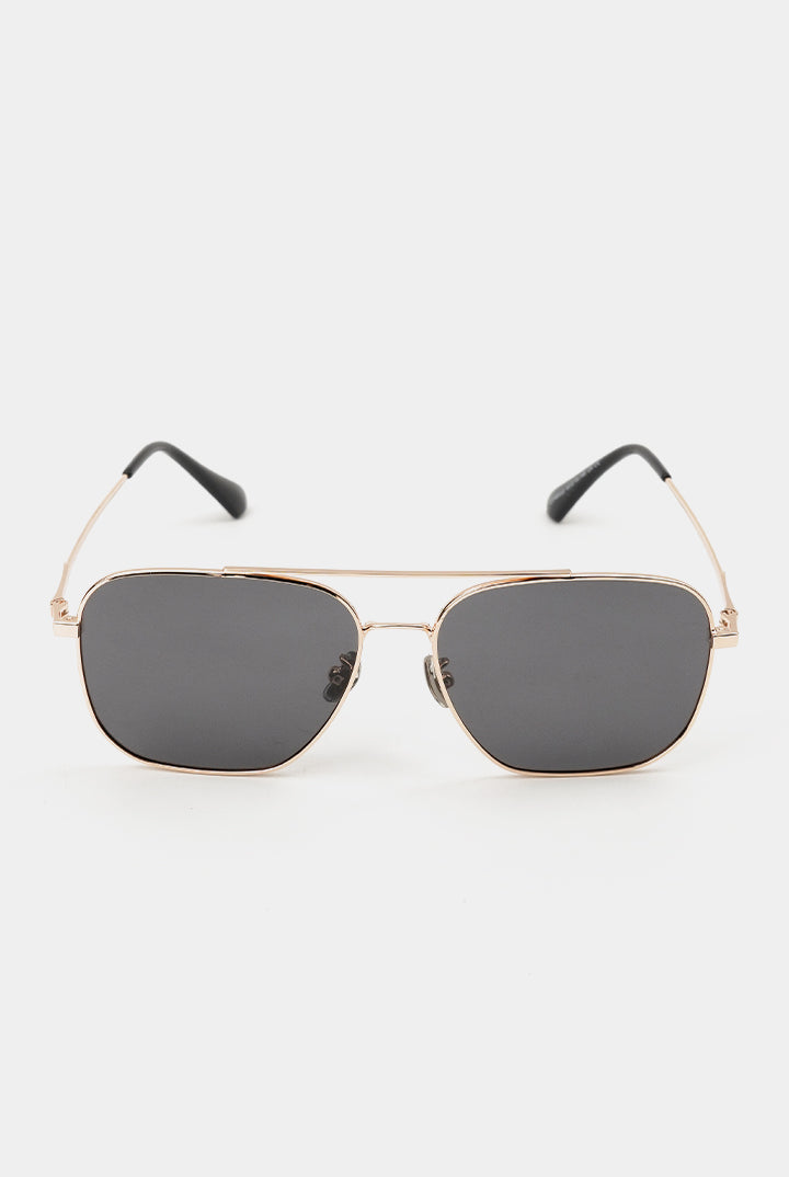 Double Bridge Square Sunglasses - Black - Mendeez