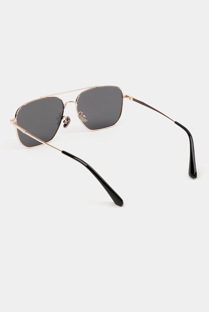 Double Bridge Square Sunglasses - Black - Mendeez