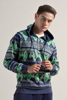 Printed Half Zipper Hoodie - Multicolor - Mendeez