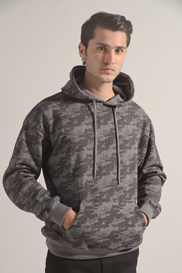 Camouflage Pullover Hoodie - Grey - Mendeez