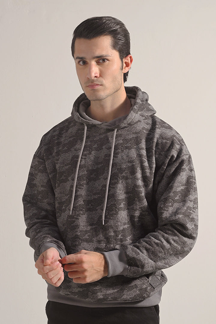 Camouflage Pullover Hoodie - Grey - Mendeez