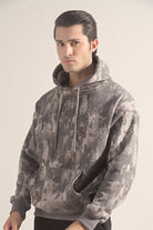 Printed Pullover Hoodie - Grey - Mendeez