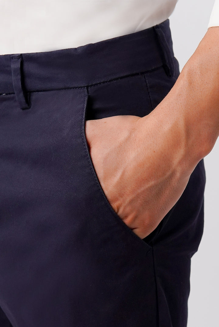 Straight Fit Chinos - Navy Blue - Mendeez