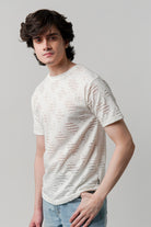 Ribbed Jacquard T-Shirt - White - Mendeez