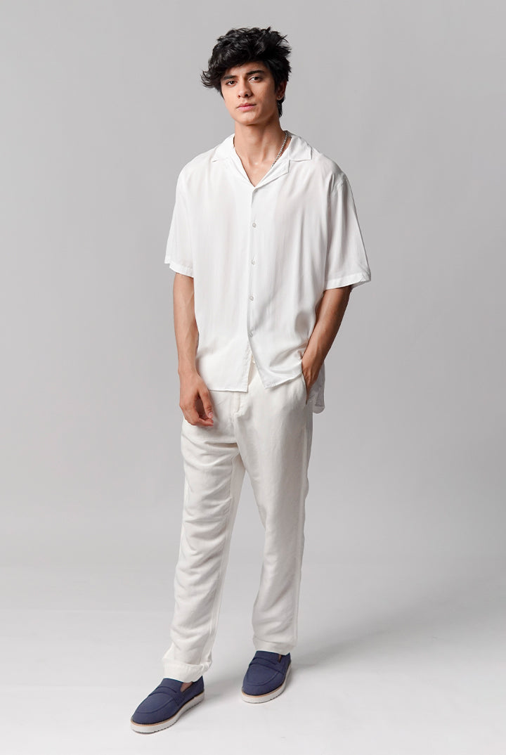 Linen Cuban Shirt - White - Mendeez