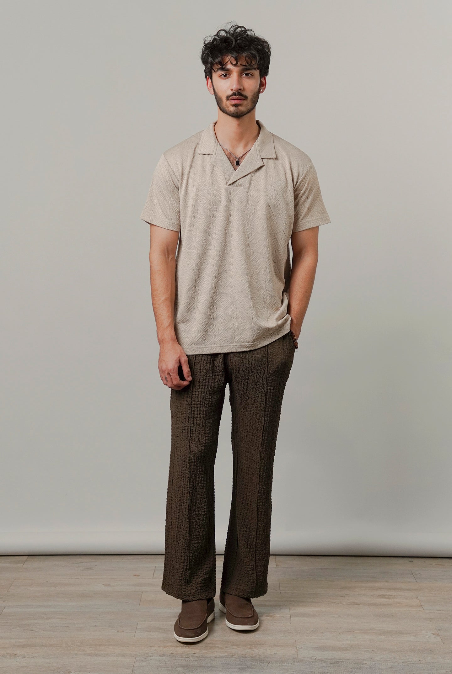 Cuban Collar Polo - Sand - Mendeez