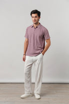 Knitted Polo Shirt - Lilac - Mendeez