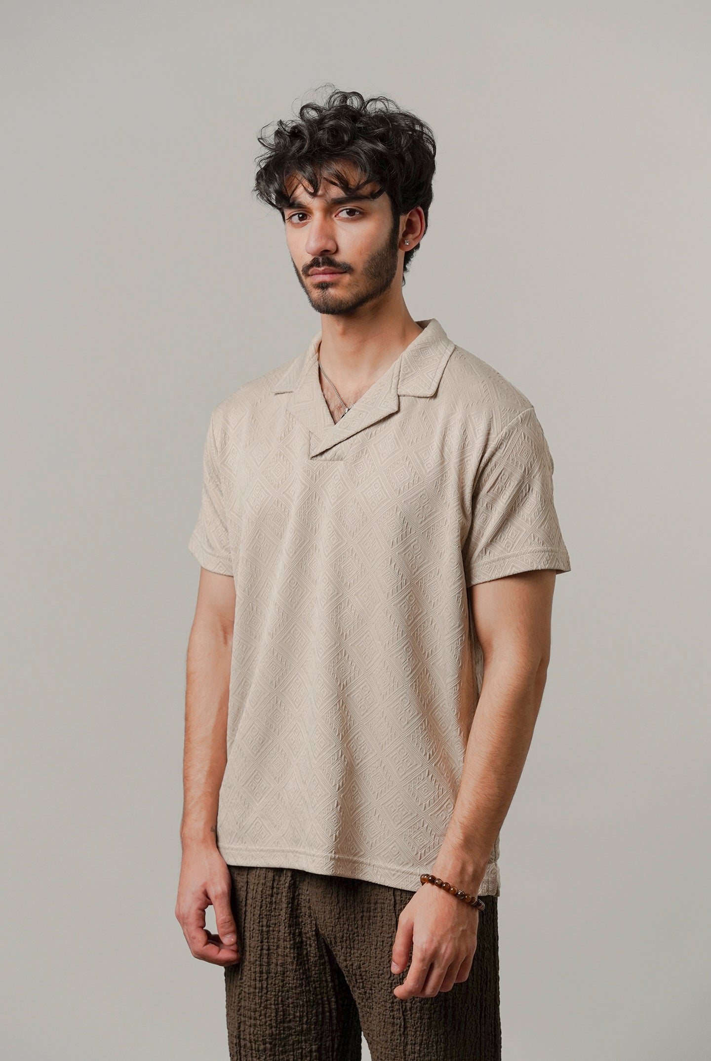Cuban Collar Polo - Sand - Mendeez