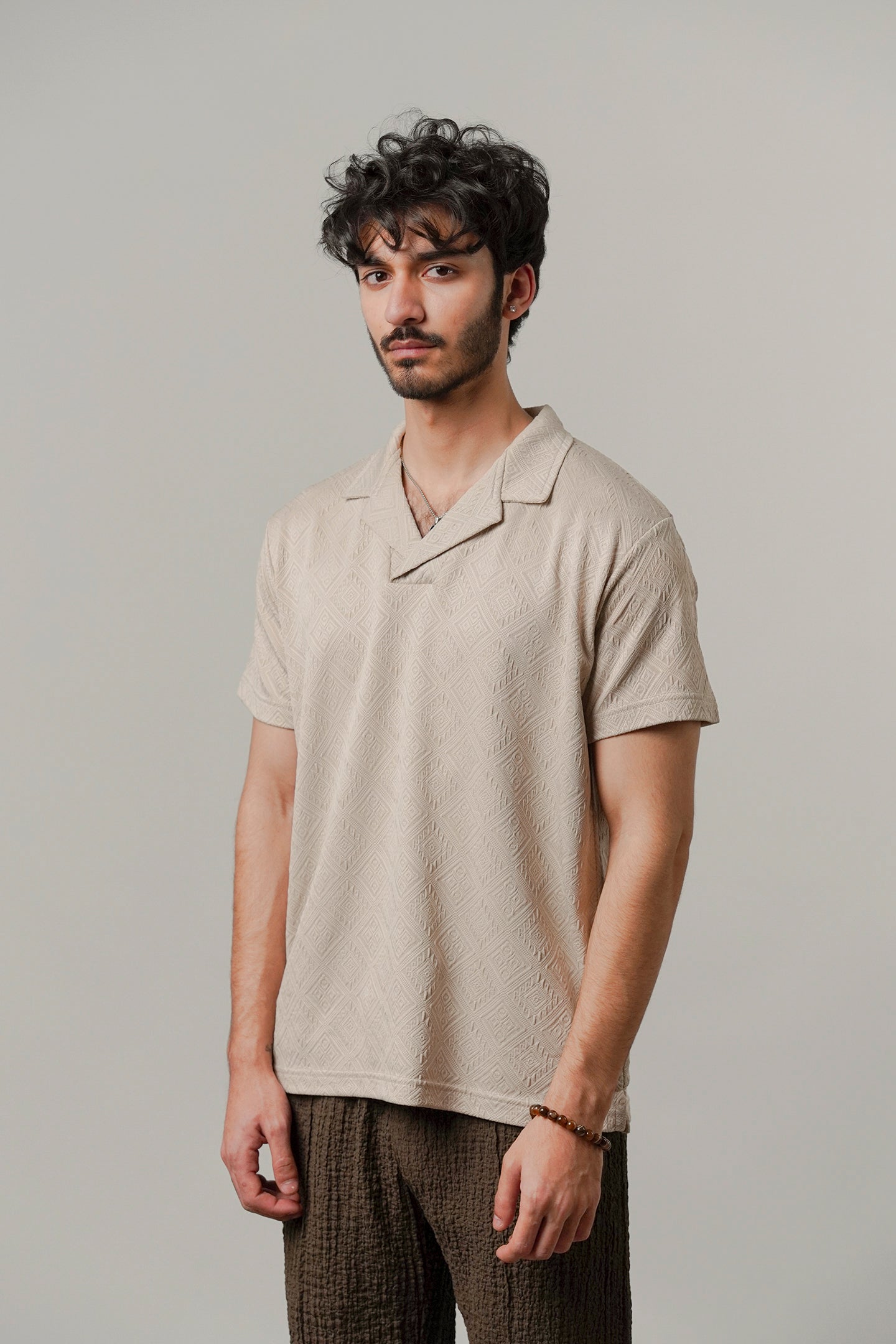 Cuban Collar Polo - Sand - Mendeez
