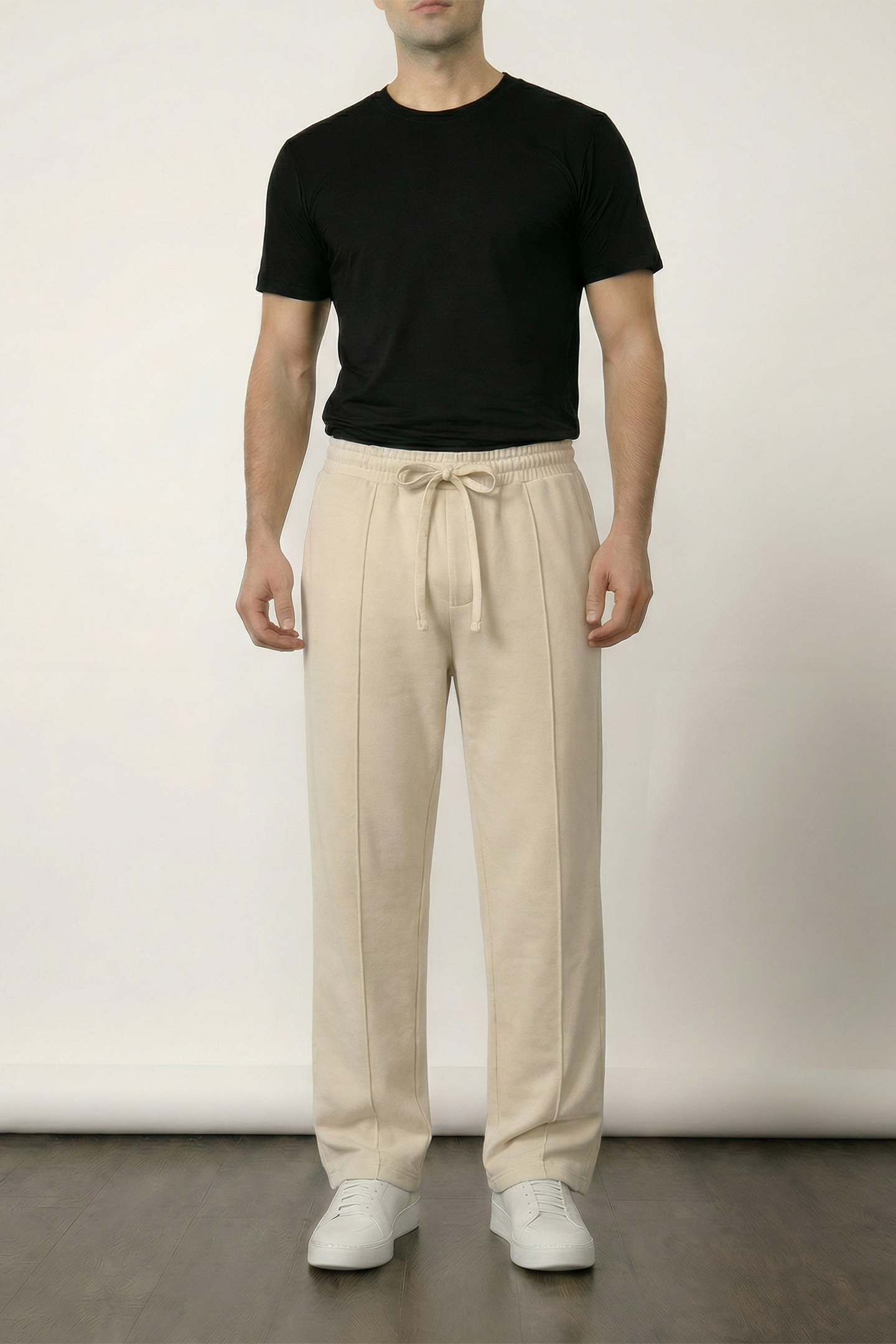 Pintex Jogger Pants - Cream - Mendeez