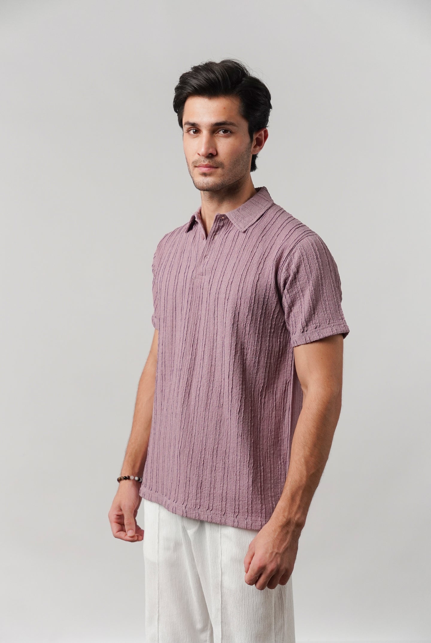 Knitted Polo Shirt - Lilac - Mendeez