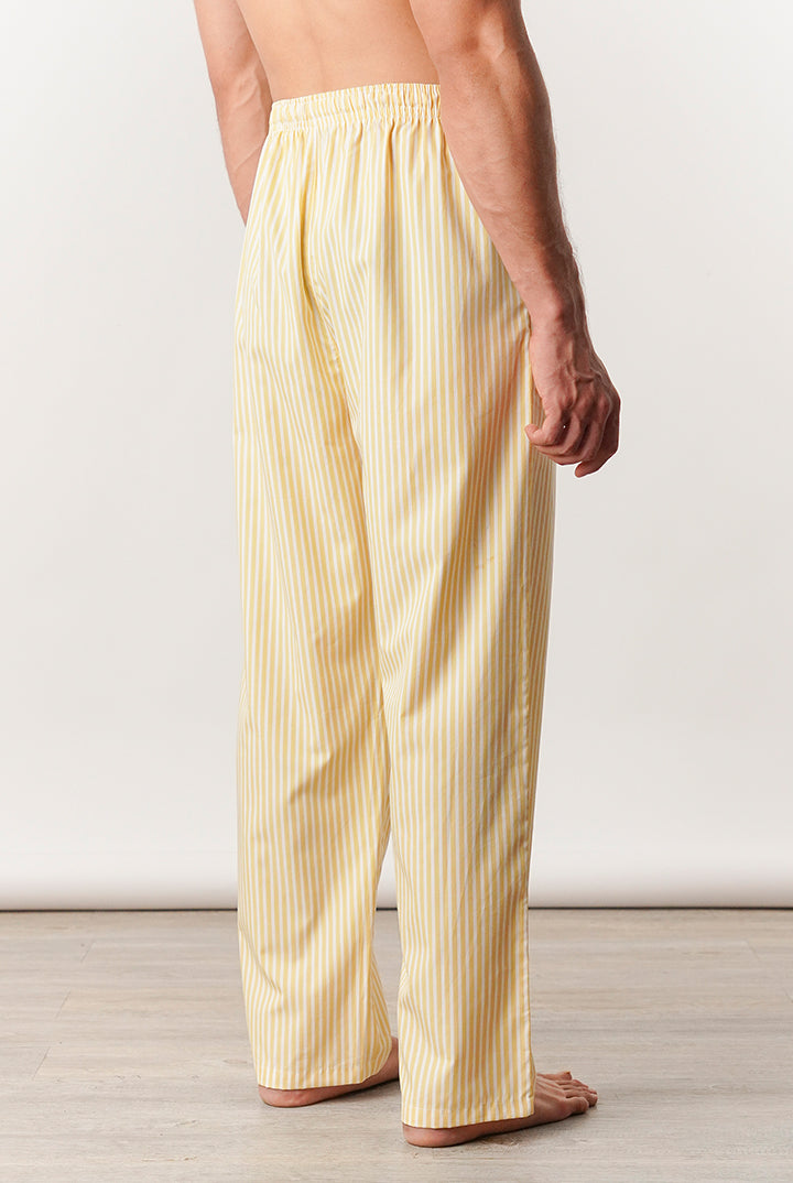 Striped Woven Pajamas - Yellow & White - Mendeez