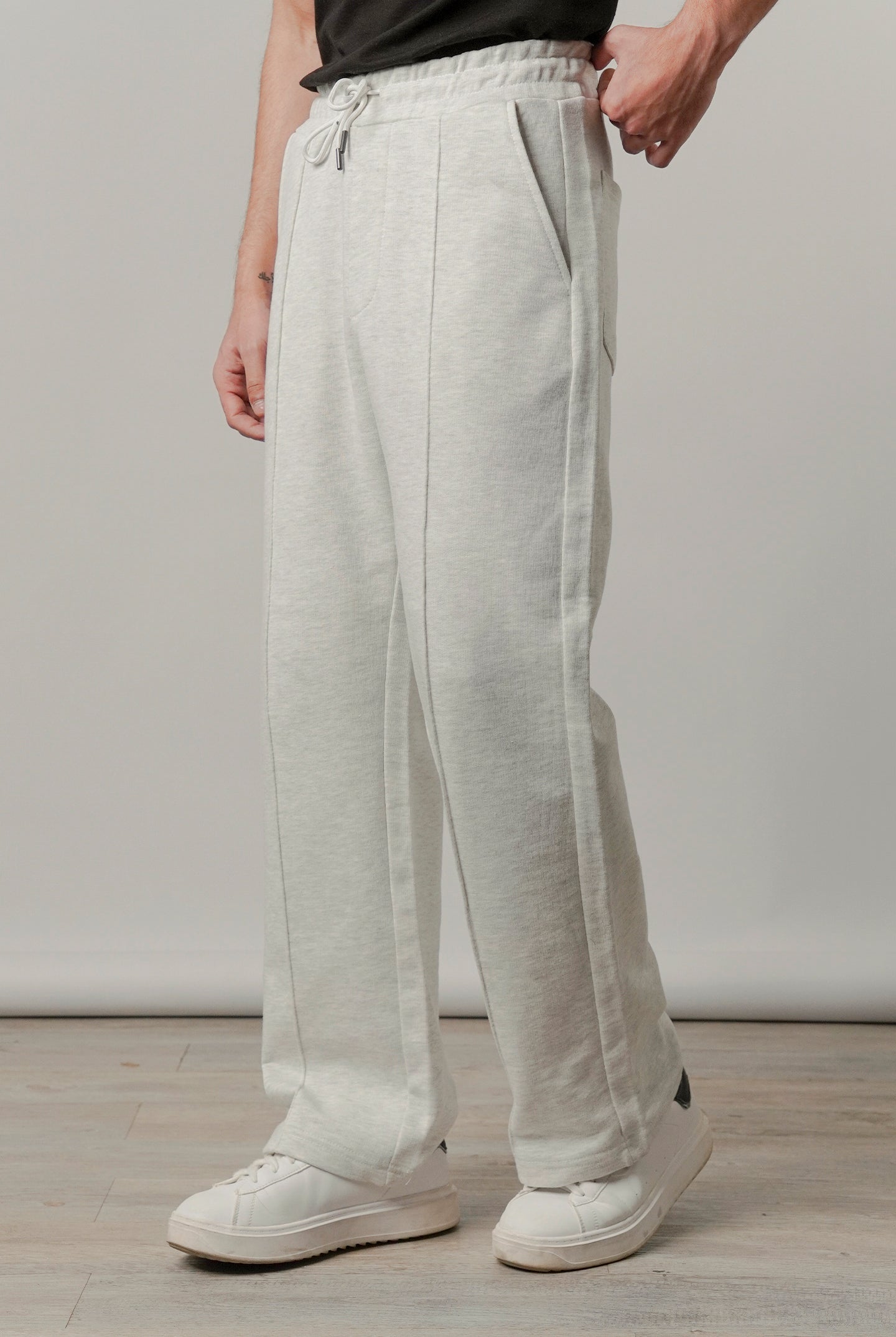 Pintex Jogger Pants - Light Grey - Mendeez