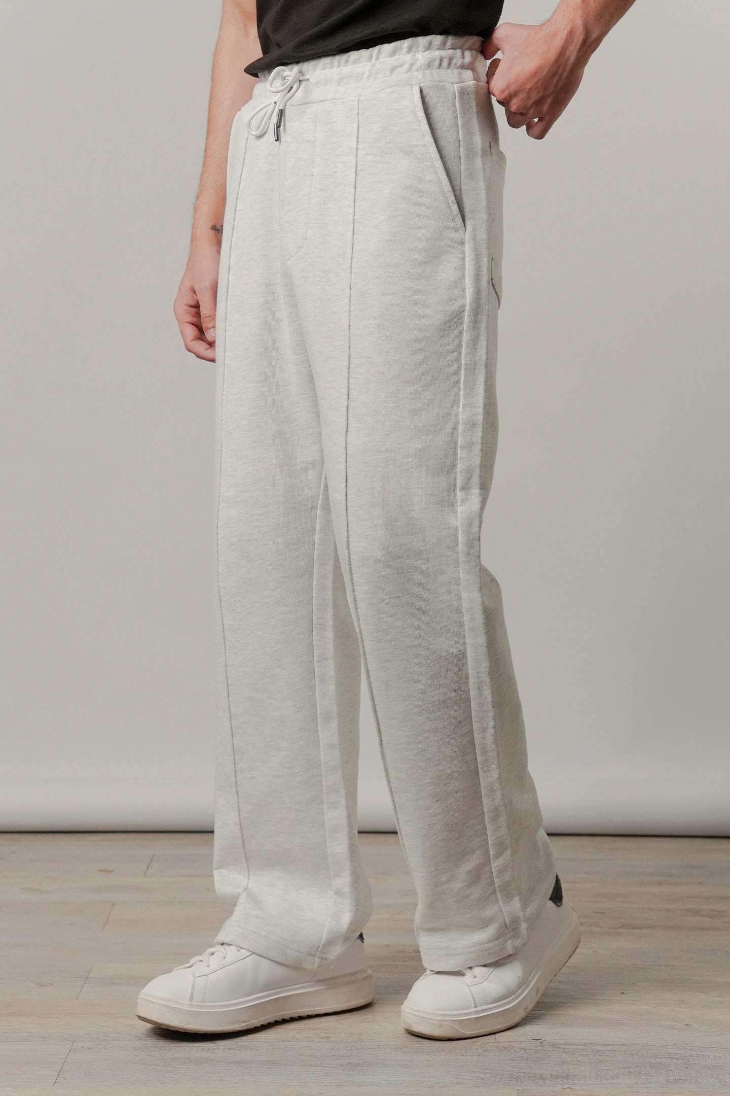 Pintex Jogger Pants - Light Grey - Mendeez