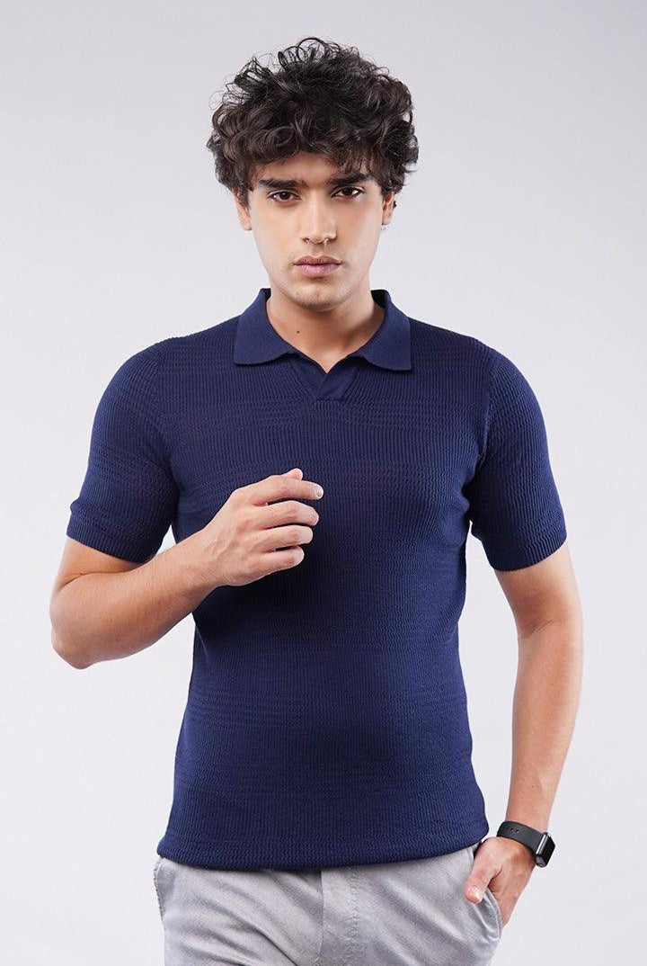 Johnny Collar Polo Shirt - Navy - Mendeez