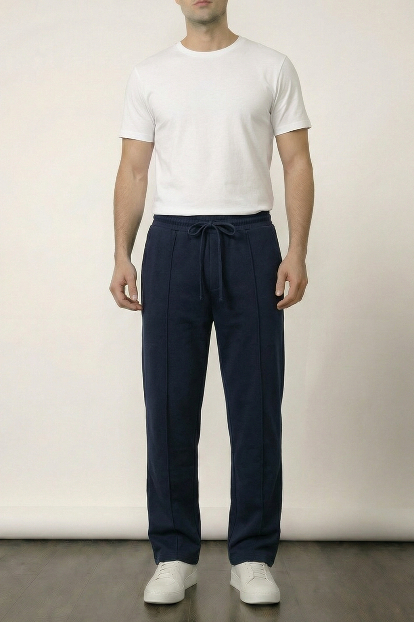 Pintex Jogger Pants - Navy Blue - Mendeez