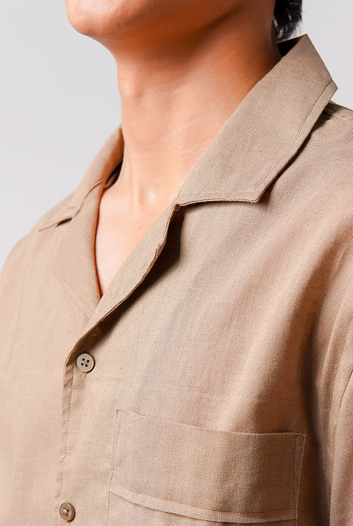 Box Fit Cuban Shirt - Brown - Mendeez
