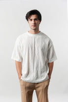 Textured Oversized T-Shirt - White - Mendeez