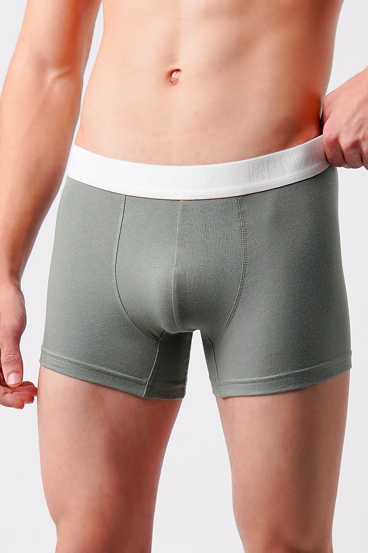 Boxer Trunks - Beige, Charcoal Grey & Sage Green Pack Of 3 - Mendeez