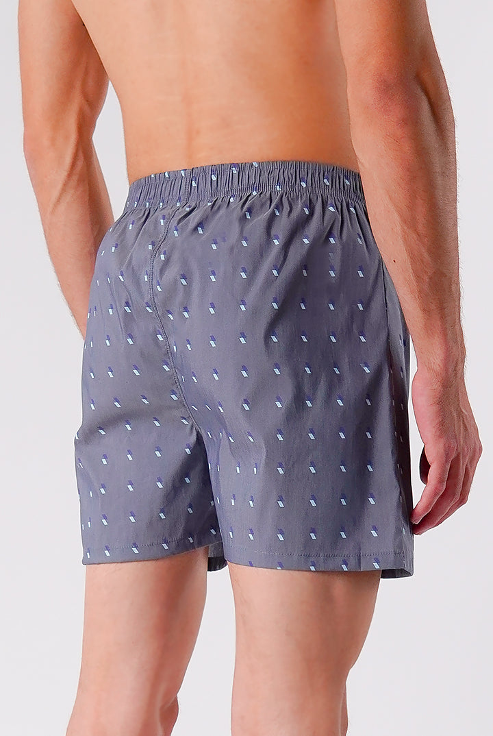 Printed Woven Boxer Shorts - Dark Grey - Mendeez