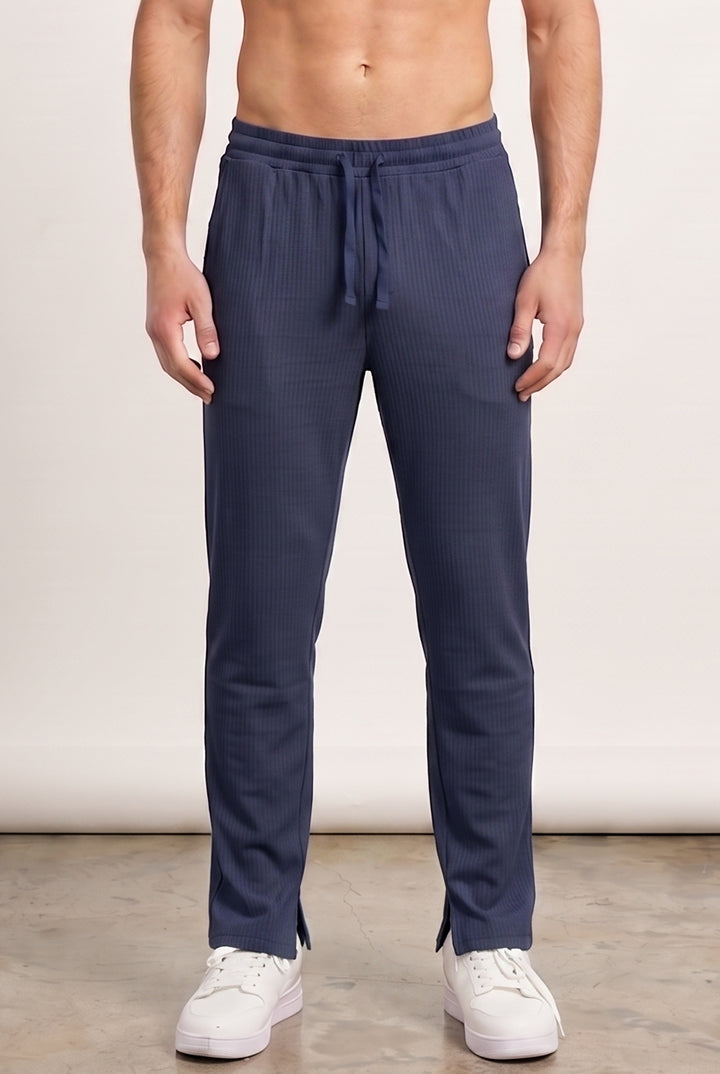 Split Hem Trousers - Navy Blue-3-MENDEEZ