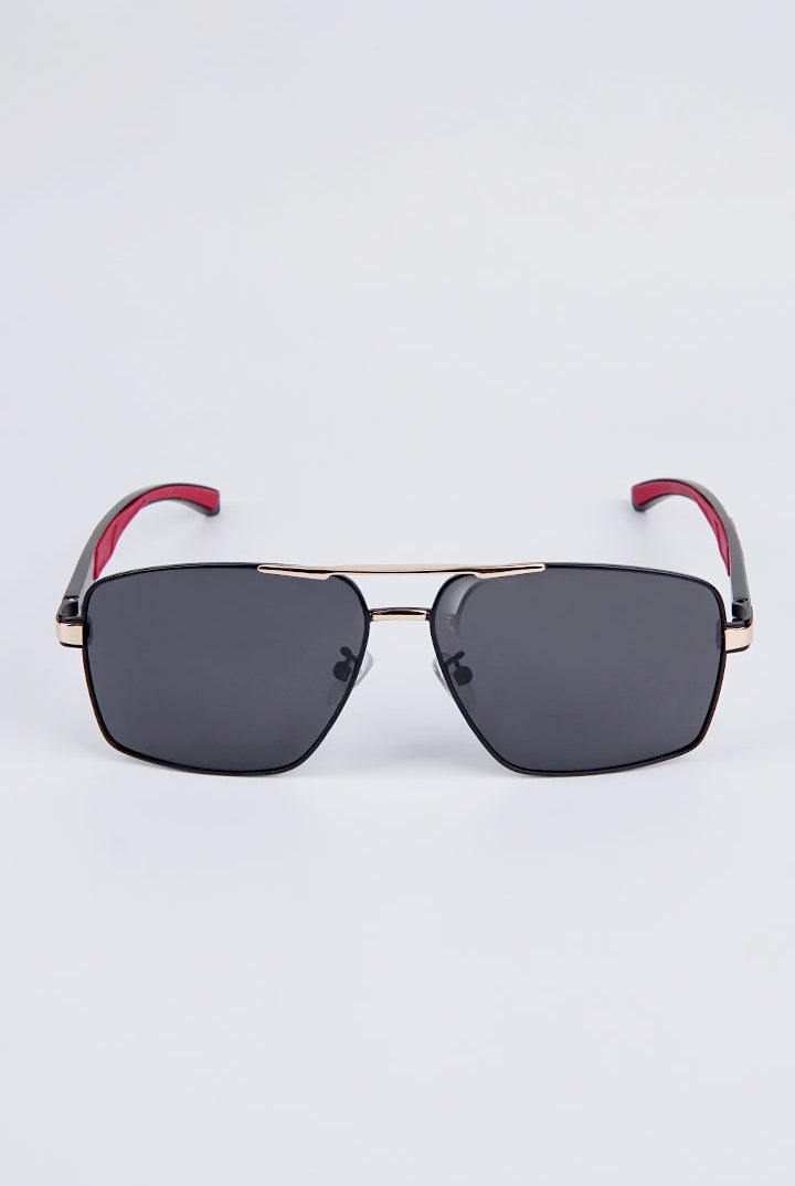 Double Bridge Aviator Sunglasses - Black - Mendeez